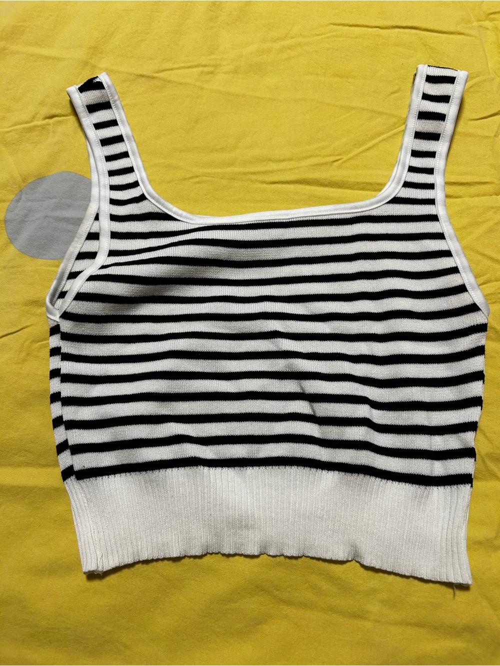 Striped Black & White Tank Top - Women's Knit Crop